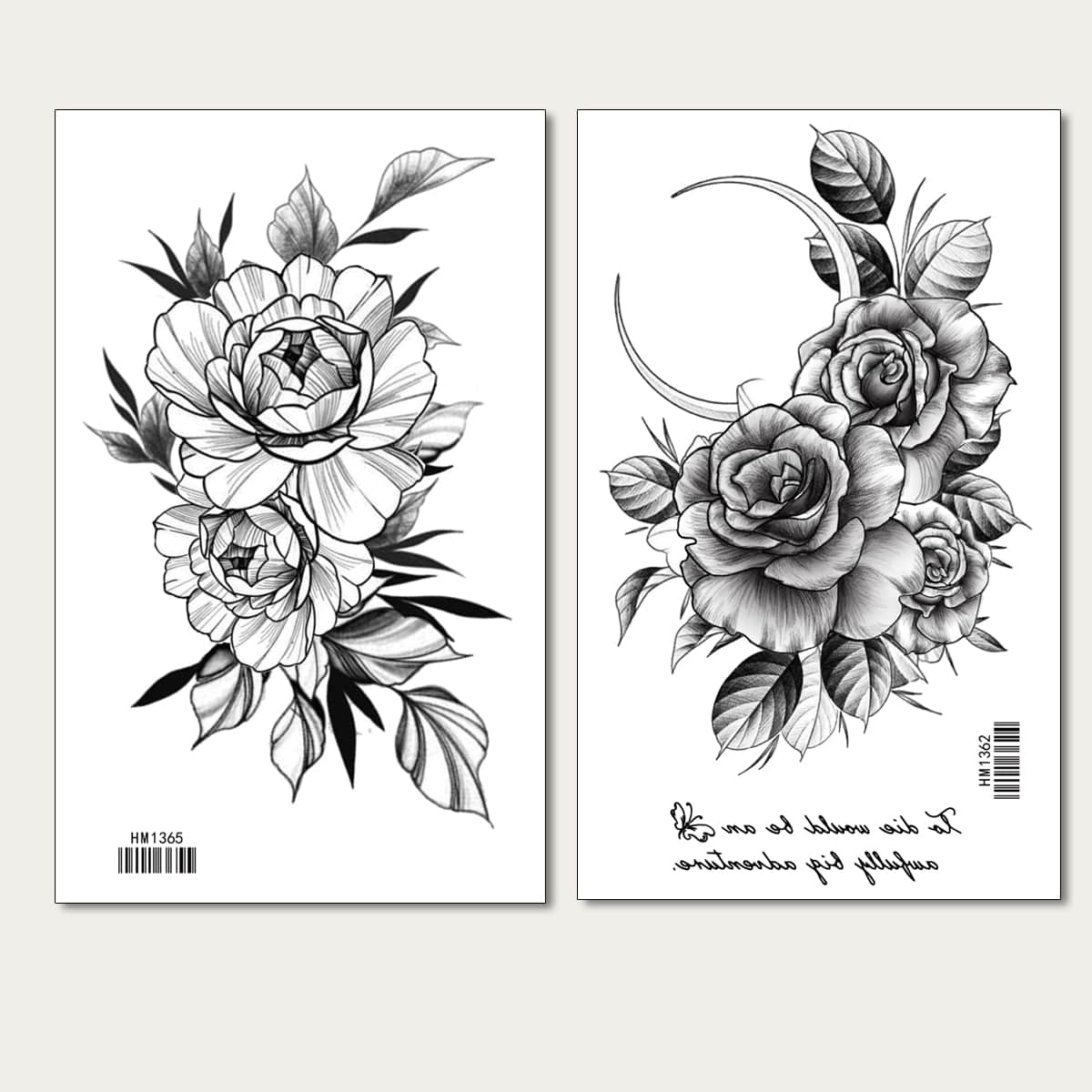 

2sheets Floral Tattoo Sticker, Black