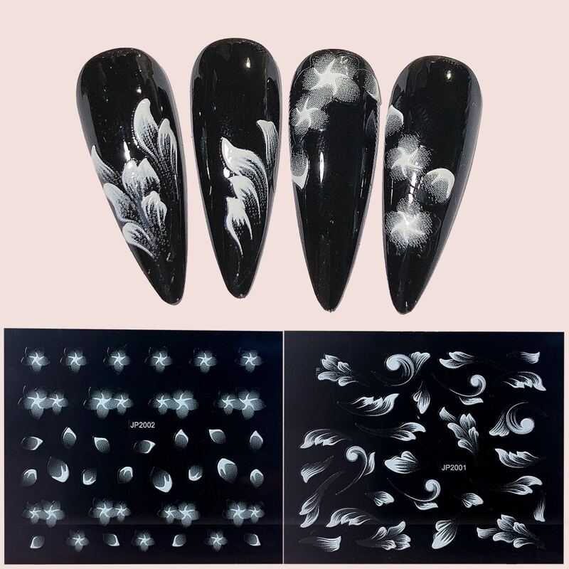 

2sheets Graphic Nail Art Sticker, White