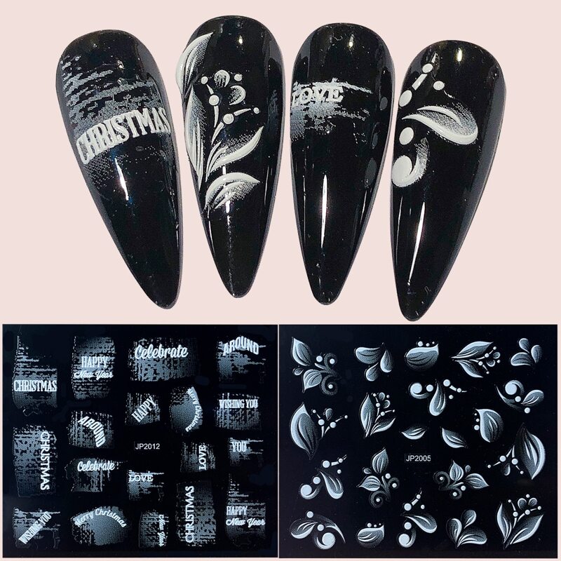 

2sheets Letter Graphic Nail Art Sticker, White