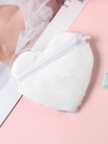 Heart Shaped Shiny Glitter Crossbody Bag For Kids, New Year Gift, Mermaid Sequin Reversible Coin Purse, Children Present - Multicolor - View 4