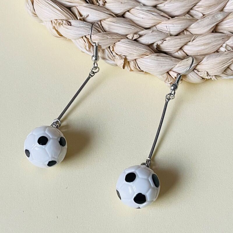 

Football Drop Earrings, White