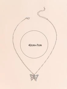 Vòng cổ mặt dây chuyền bướm rỗng - Bạc - Xem 3