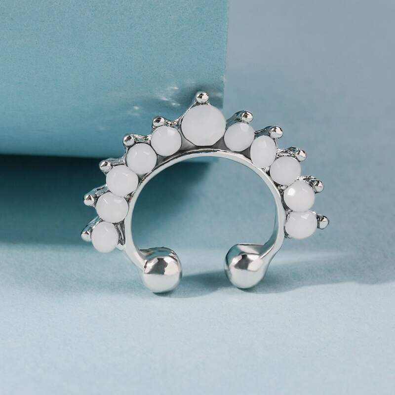 

Faux Pearl Decor Nose Ring, Silver