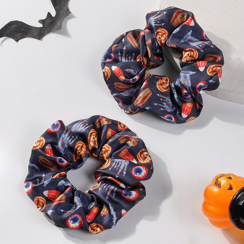 

2pcs Pumpkin Lantern Pattern Scrunchie, Multicolor