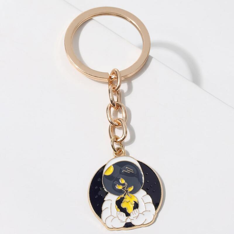 

Astronaut Graphic Charm Keychain, Gold