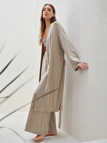 MOTF PREMIUM VISCOSE SUPER SOFT MODAL BELTED ROBE - Khaki - View 1