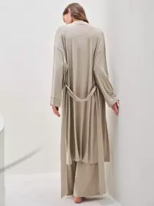 MOTF PREMIUM VISCOSE SUPER SOFT MODAL BELTED ROBE - Khaki - View 2