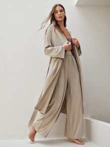 MOTF PREMIUM VISCOSE SUPER SOFT MODAL BELTED ROBE - Khaki - View 4
