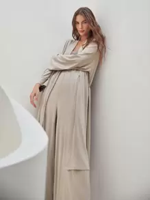 MOTF PREMIUM VISCOSE SUPER SOFT MODAL BELTED ROBE - Khaki - View 7