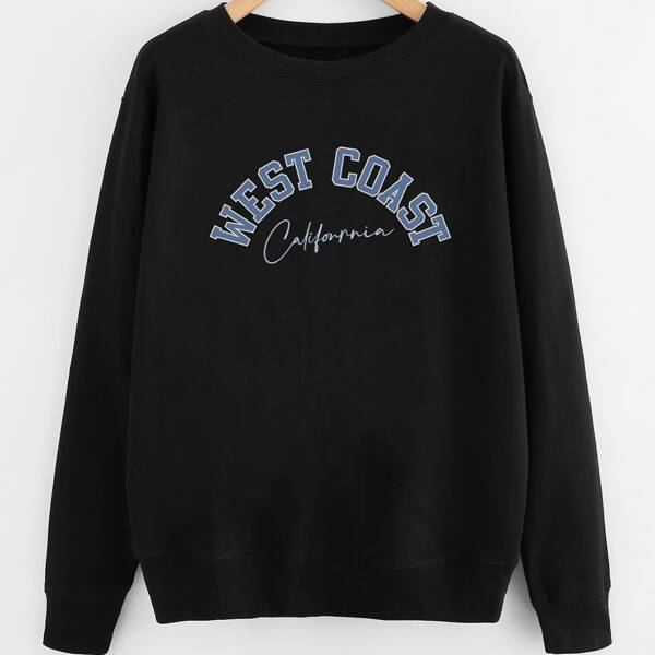

Plus Letter Graphic Drop Shoulder Sweatshirt, Black