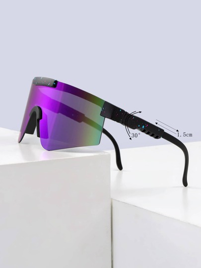 POLASUP 1 Stück TR90 modische Sport Reitbrille, Sommer Mosaik-Kunst Batik Schlangenmuster, Nylonmaterial mit verstellbarer Länge, fluoreszierendes Schlangenmuster, und weiche outdoor Sport Reitbrille mit winkelverstellbaren Bügeln, modischer Farbverlauf, fluoreszierendes Polycarbonatglas mit Explosionsschutz, farbig reflektierende Beschichtung, stilvolle Brille (inkl. Verlustschutzband, Brillenbox und Brillentuch). Ganzjahres Damen/Herren Steampunk, Punk, tragbar, Y2K Leopardenmuster, randlos, getönt, Vintage Klassik, modisch, stylisch, retro, Sonnenbrillen mit großem Rahmen, für Reisen, Autofahren, Angeln, Camping, Radfahren, Wandern, Laufen.