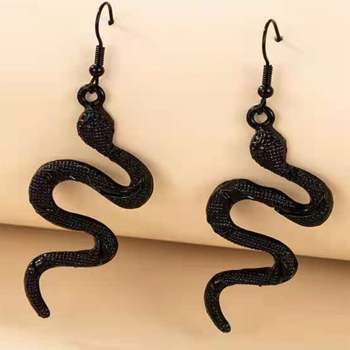 

Snake Drop Earrings, Black