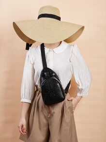 Dập nổi cá sấu Đồ trang trí khóa Túi Sling - màu đen - Xem 2