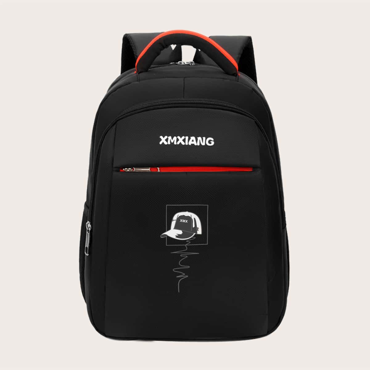 

Guys Letter & Cap Graphic Large Capacity Backpack, Black
