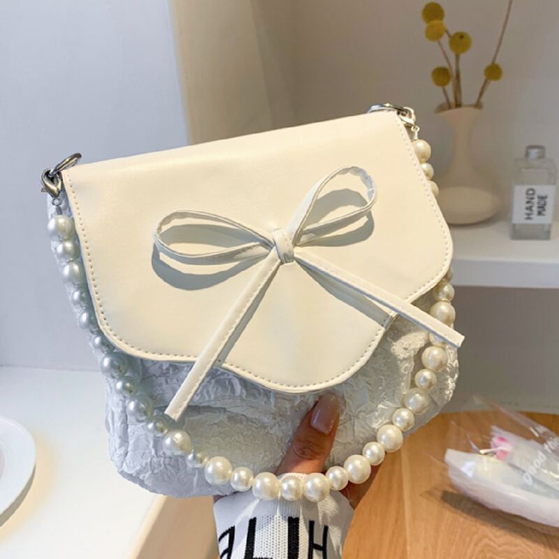 

Bow Decor Shoulder Bag, White