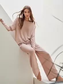 MOTF PREMIUM VISCOSE SUPER SOFT MODAL PJ SET - Dusty Pink - View 1