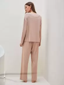 MOTF PREMIUM VISCOSE SUPER SOFT MODAL PJ SET - Dusty Pink - View 2