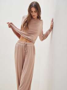MOTF PREMIUM VISCOSE SUPER SOFT MODAL PJ SET - Dusty Pink - View 3