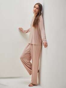 MOTF PREMIUM VISCOSE SUPER SOFT MODAL PJ SET - Dusty Pink - View 6