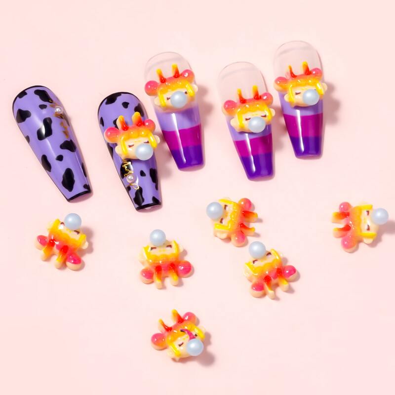 

10pcs Cartoon Girl Nail Art Decoration, Yellow