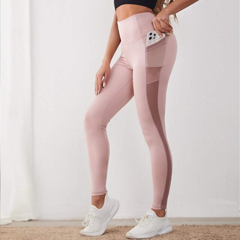 

Absorbs Sweat Phone Pocket Sports Leggings, Baby pink