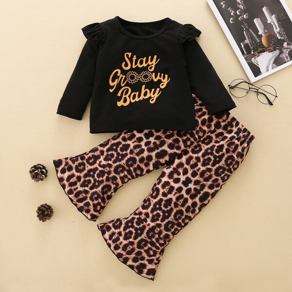 

Baby Letter Tee & Leopard Pants, Multicolor