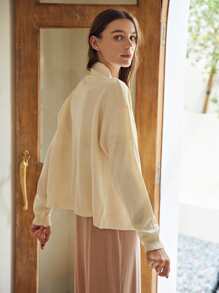 SHEIN Unity Nữ Cardigans màu trơn Giải trí - Màu be - Xem 2