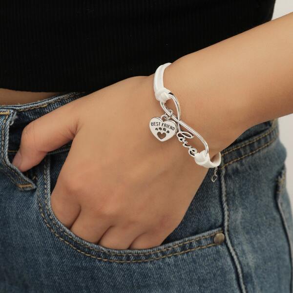 

Heart Charm Bracelet, White