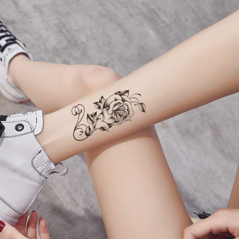 

1sheet Floral Tattoo Sticker, Black