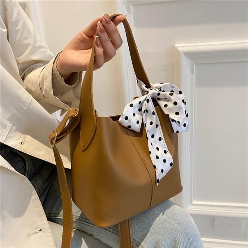 

Scarf Decor Satchel Bag, Brown