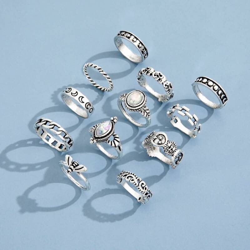 

12pcs Sun Design Ring, Silver