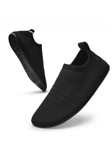 Knit Detail Breathable Aqua Socks - Black - View 6