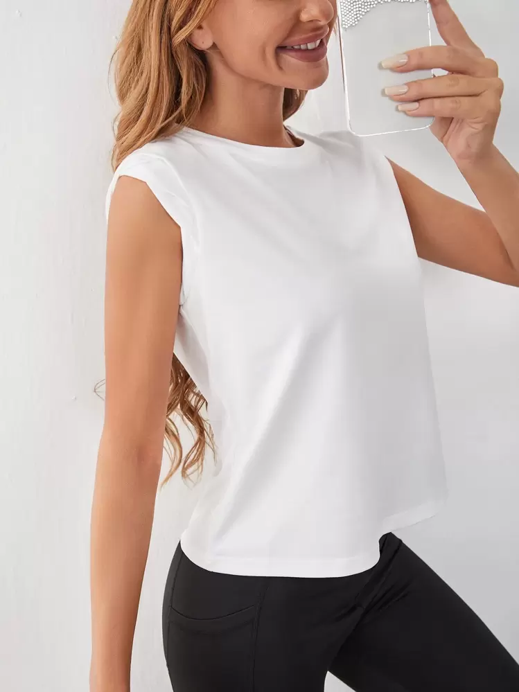 SHEIN Sports Absorbs Sweat Breathable Sports Tank Top - White - View 1