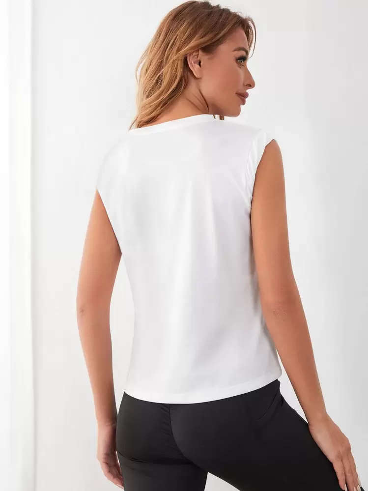 SHEIN Sports Absorbs Sweat Breathable Sports Tank Top - White - View 2