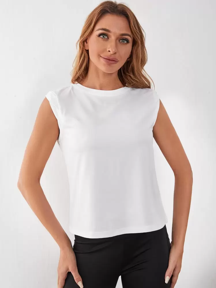 SHEIN Sports Absorbs Sweat Breathable Sports Tank Top - White - View 4