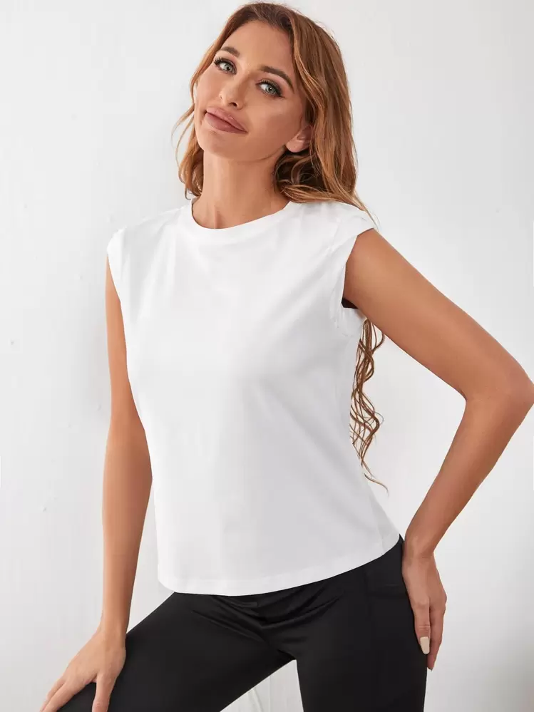 SHEIN Sports Absorbs Sweat Breathable Sports Tank Top - White - View 5
