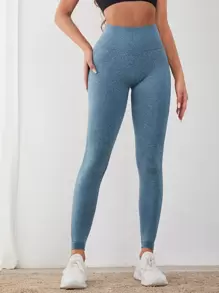 Yoga Basic Seamless Sports Leggings - Dusty Blue - View 2