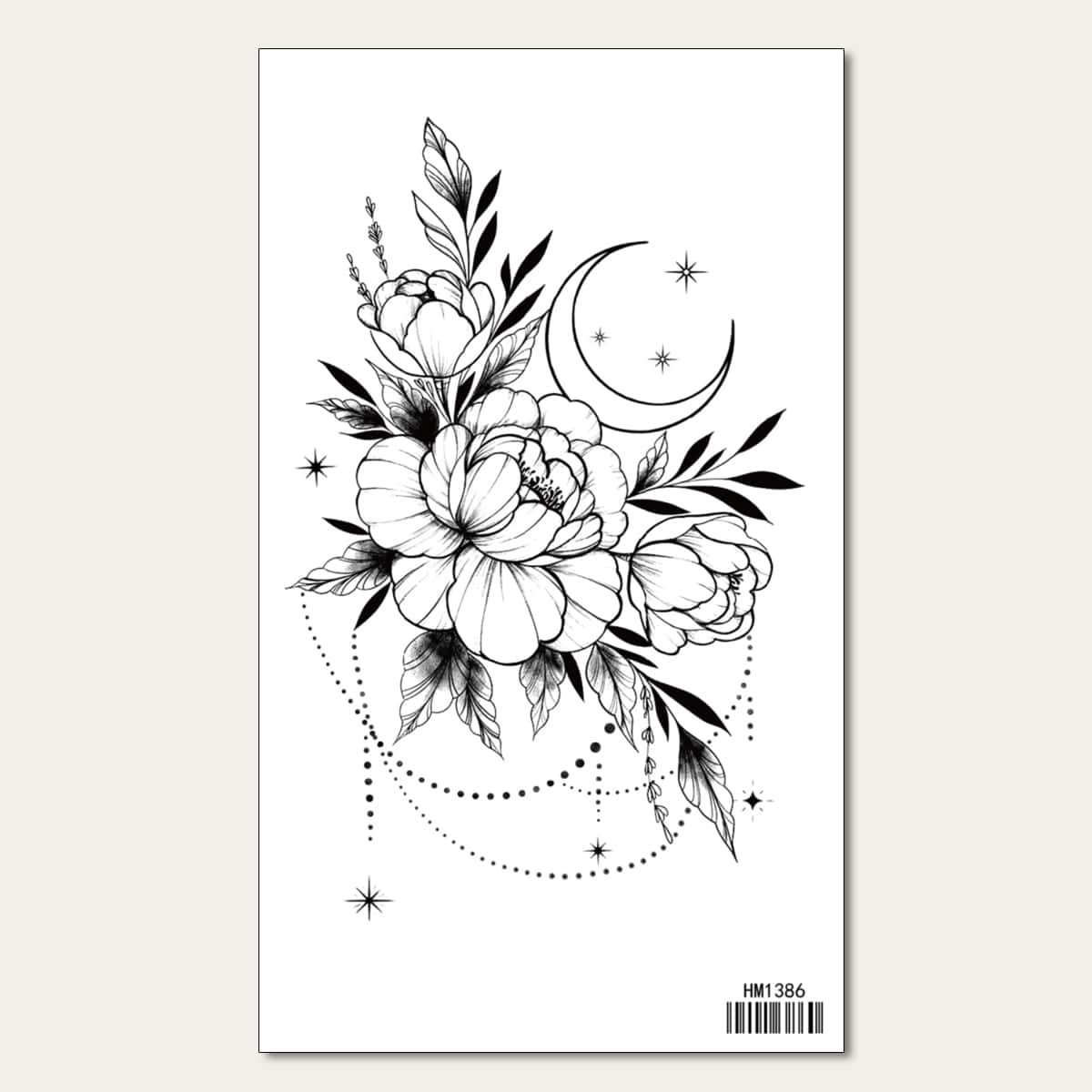 

1sheet Floral Tattoo Sticker, Black