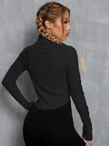 Zip Up Sports Jacket - Black - View 2