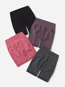 Yoga Basic 4pcs Sports Cycling Shorts - Multicolor - View 3