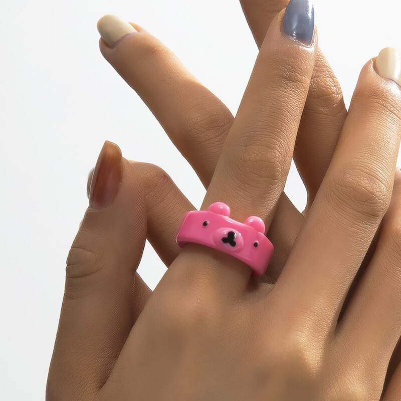 

Cartoon Bear Decor Ring, Pink
