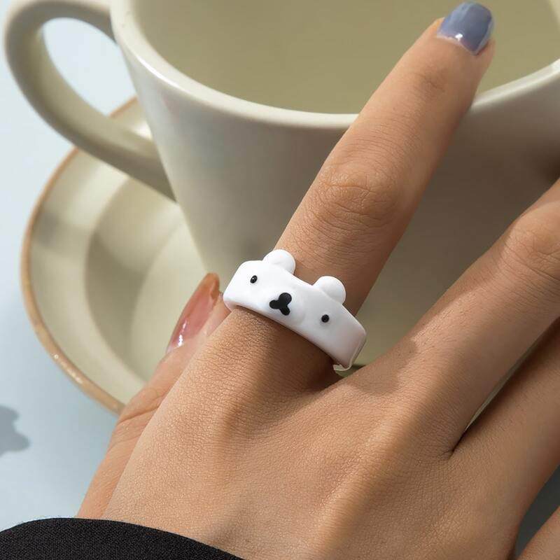 

Cartoon Bear Decor Ring, White