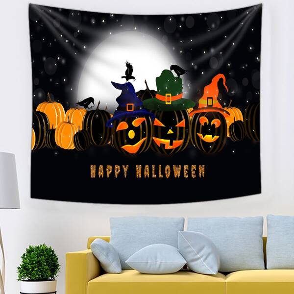 

Halloween Pumpkin Print Tapestry, Multicolor