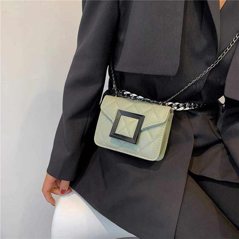 

Chain Strap Quilted Shoulder Bag, Green