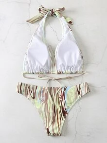 Bikini halter con diseño de patrón fluido - Multicolor - Ver 2
