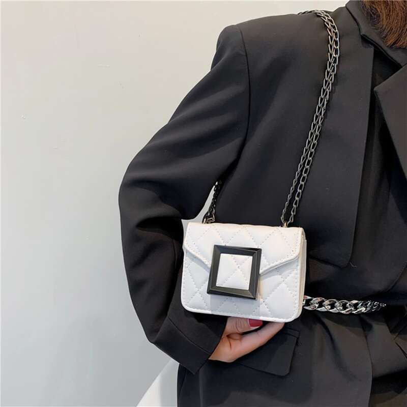 

Chain Strap Quilted Shoulder Bag, White