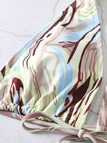 Bikini halter con diseño de patrón fluido - Multicolor - Ver 5