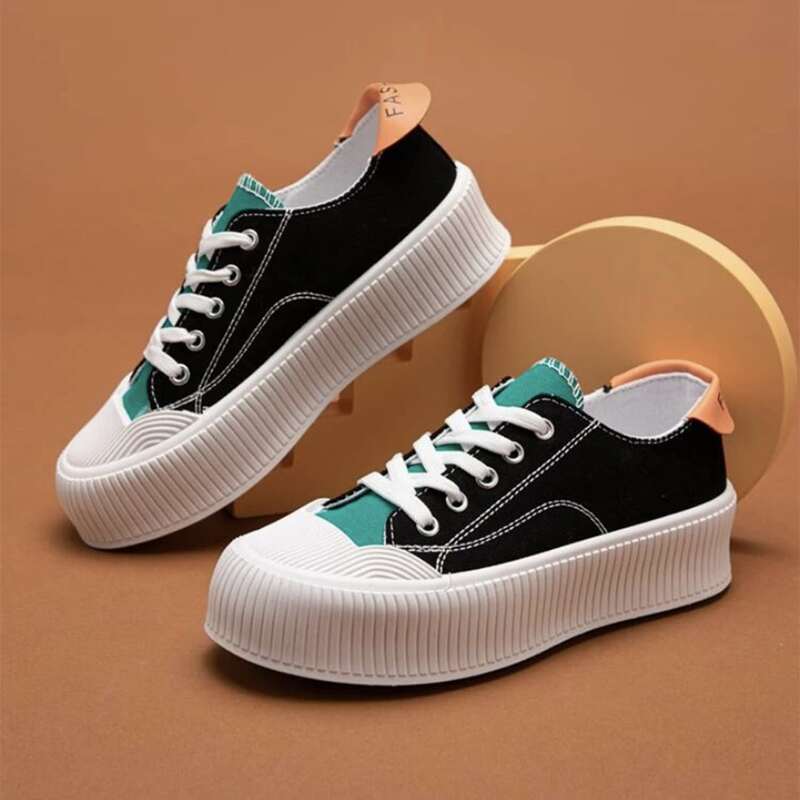 

Lace-up Front Canvas Shoes, Black