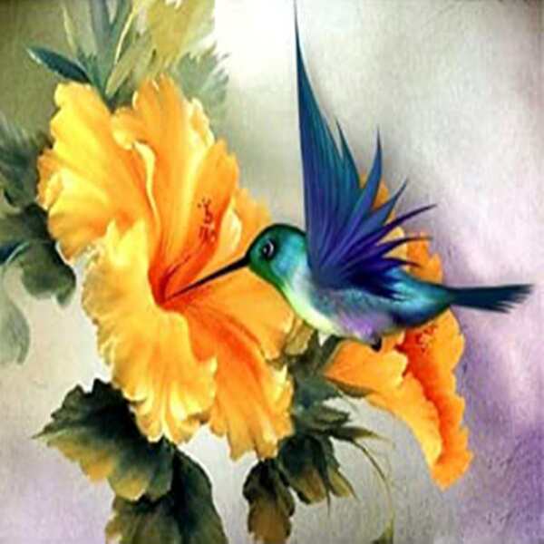 

Bird & Floral Print DIY Diamond Painting Without Frame, Multicolor