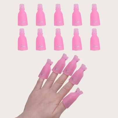 10 piezas Clips para quitar esmalte de uñas, color rosa, reutilizables, de plástico, para quitar esmalte de uñas en Gel acrílico para decoración de uñas, herramienta de envoltura para quitar esmalte de Gel Uv